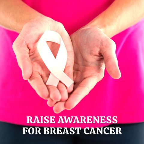 Caucasian Woman Holding Pink Ribbon Promoting Breast Cancer Awareness - Download Free Stock Templates Pikwizard.com