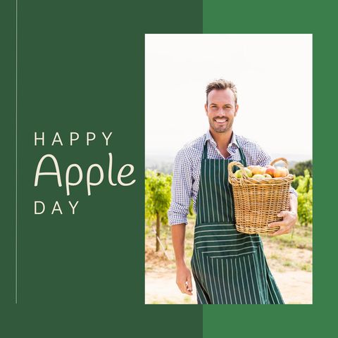 happy apple day celebration with smiling male apple farmer - Download Free Stock Templates Pikwizard.com