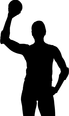 Transparent Silhouette of Sportswoman Holding Ball Icon