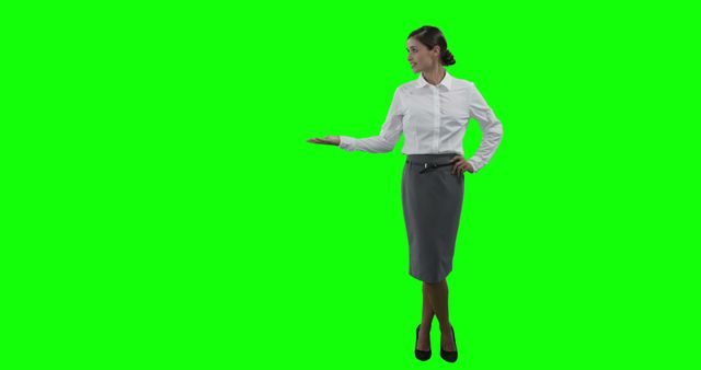 Professional Businesswoman Gesturing Hand on Green Screen Background - Download Free Stock Images Pikwizard.com