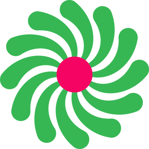 Vibrant flower swirl with magenta center on transparent background