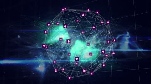 Digital Icons Network Globe with Blue Wave Background