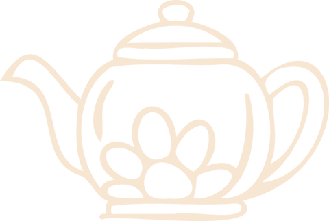 Elegant floral motif teapot drawing on transparent background