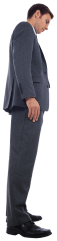 Side Profile of Sad Businessman on Transparent Background