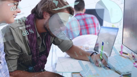 Resolute Professionals Analyzing Data in Modern Office