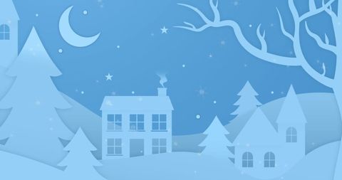 Winter Wonderland Village with Frosty Moonlit Sky - Download Free Stock Images Pikwizard.com