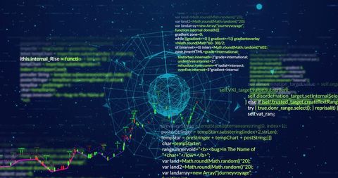 Futuristic Digital Network with Code Elements and Globe Hologram - Download Free Stock Images Pikwizard.com