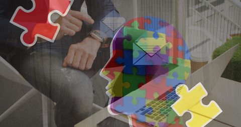 Autism Awareness Concept with Puzzle Pieces and Businessman - Download Free Stock Images Pikwizard.com
