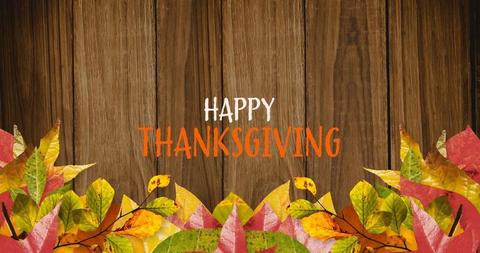 Thanksgiving Greeting Card With Autumn Leaves and Wooden Background - Download Free Stock Images Pikwizard.com