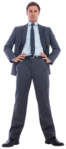 Confident Businessman with Formal Attire in Heroic Pose on Transparent Background