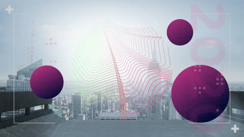 Abstract 2020 Electric Pink Business Animation in Cityscape