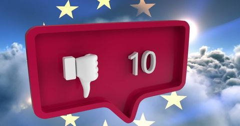 Unlike Icon with European Union Background Reflecting Social Media Sentiment