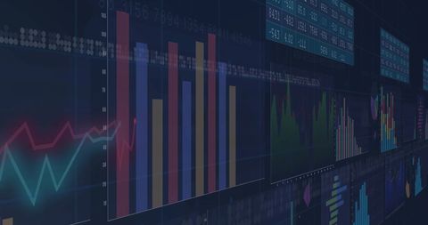 Colorful Data Analytics Display on Dark Background - Download Free Stock Images Pikwizard.com