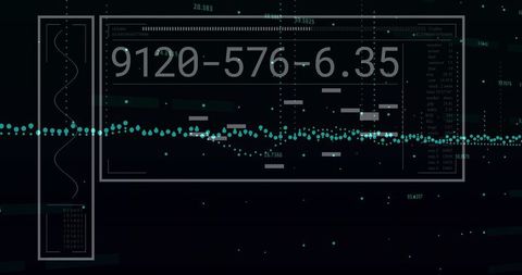 Futuristic data hud dashboard with teal dot trendline and minimalist analytics readouts