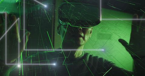Digital Transformation with VR Headset and Holographic Interface - Download Free Stock Images Pikwizard.com