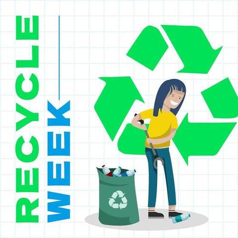 Recycle Week Promotion with Woman Collecting Bottles from Pikwizard