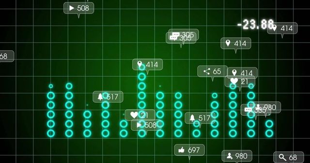 Data visualization dashboard with interactive metric icons