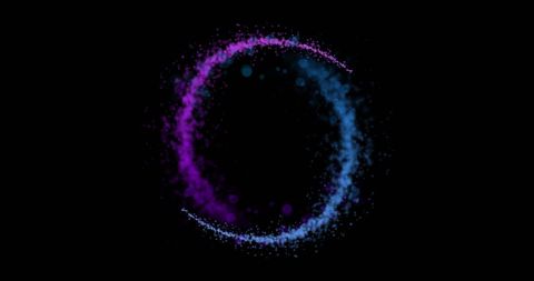 Glowing Circle of Purple and Blue Light Trail on Black Background