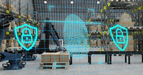 Biometric Security Over Automated Warehouse Technology - Download Free Stock Images Pikwizard.com
