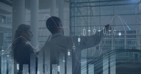 Collaborative Business Strategy Discussion with Financial Data Visualization