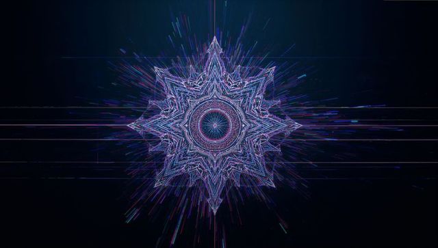 Futuristic Neon Starburst with Cyber Glitch Effects