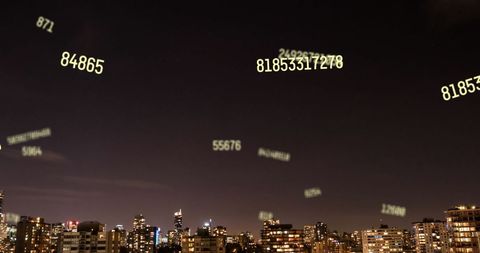 Falling Numbers Over Cityscape Highlighting Digital Connections - Download Free Stock Images Pikwizard.com
