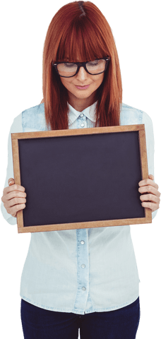 Transparent Hipster Woman Holding Blank Blackboard With Glasses - Download Free Stock Videos Pikwizard.com