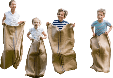 transparent background kids enjoying sack race outdoors - Download Free Stock Videos Pikwizard.com