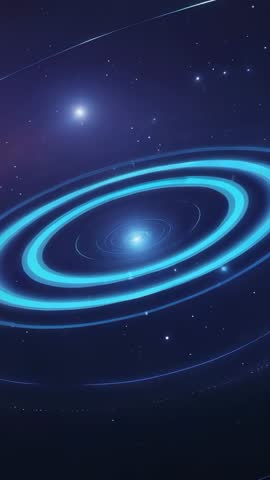 Vertical Sci-Fi Space Vortex Featuring Meteor Streak and Pulsing Neon Rings