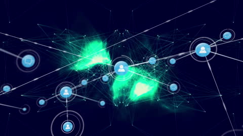 Digital Network Connections with Glowing Elements