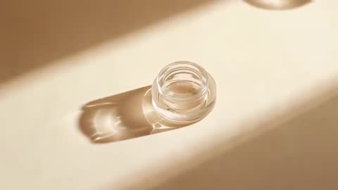 Sunlit Glass Jar Casting Intricate Patterns on Beige Surface