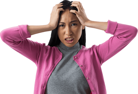 stressed woman grabbing head expressions on transparent background - Download Free Stock Videos Pikwizard.com