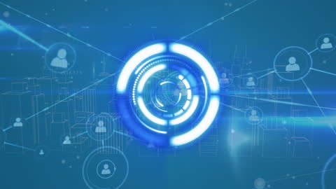 Futuristic Network Connections with Digital HUD Interface