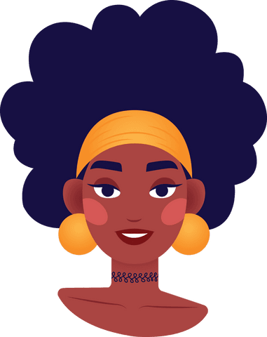 smiling woman with blue afro and golden earrings on transparent background - Download Free Stock Videos Pikwizard.com