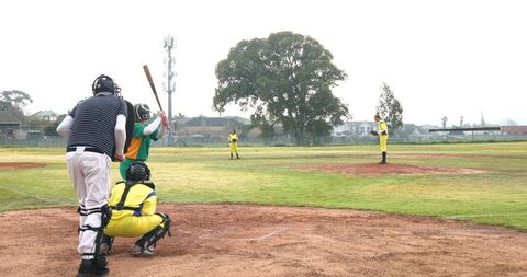 Youth Baseball Player Ready at Bat on Sunny Field