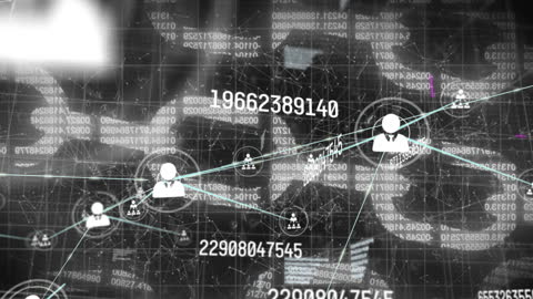Digital Network Connections Over Data Flow Animation