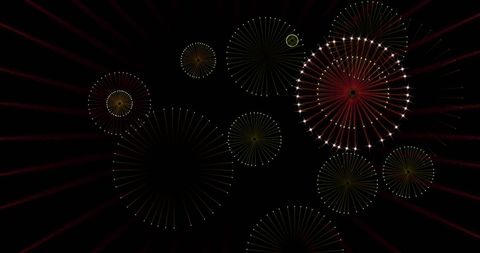 Celebratory Fireworks Bursting Against Night Sky