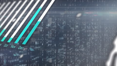 Digital Graphs and Binary Data Overlay on Urban Cityscape