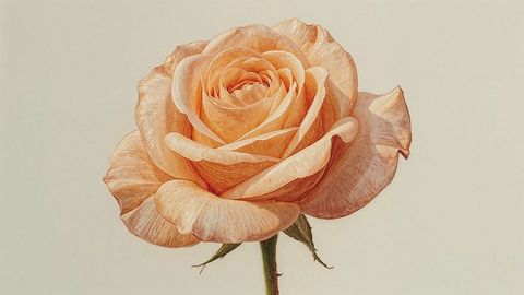 Stunning peach rose with delicate petals captures elegance