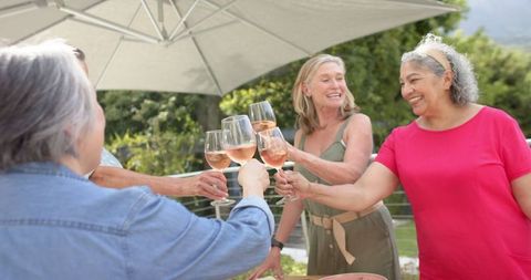 Group of Senior Friends Enjoying Outdoor Drink