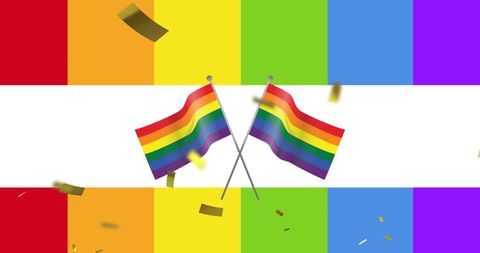 LGBTQ Pride Flags with Confetti Celebration