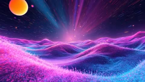 Gliding Through Futuristic Cosmic Dunes with Luminous Sphere