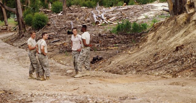 Group of Soldiers Taking a Break in Lovol Nature - Download Free Stock Images Pikwizard.com