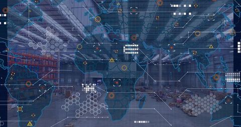 Global logistics network overlaying smart warehouse for data-driven supply operations