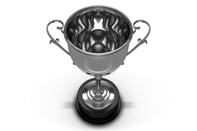 High Angle View of Transparent Silver Trophy with Handles - Download Free Stock Videos Pikwizard.com