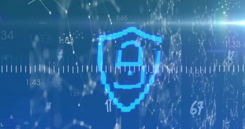Digital Data Security Icon with Network Overlay