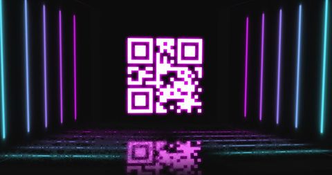 Glowing QR Code with Neon Stripes in Futuristic Setting - Download Free Stock Images Pikwizard.com