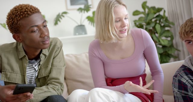 Diverse Group of Friends Having Conversation at Home - Download Free Stock Images Pikwizard.com