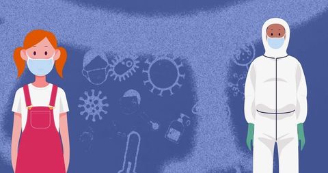 Child and Healthcare Worker in Protective Gear Representing Pandemic Awareness