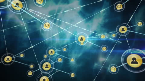 Abstract Network Connections with User Icons on Digital Background